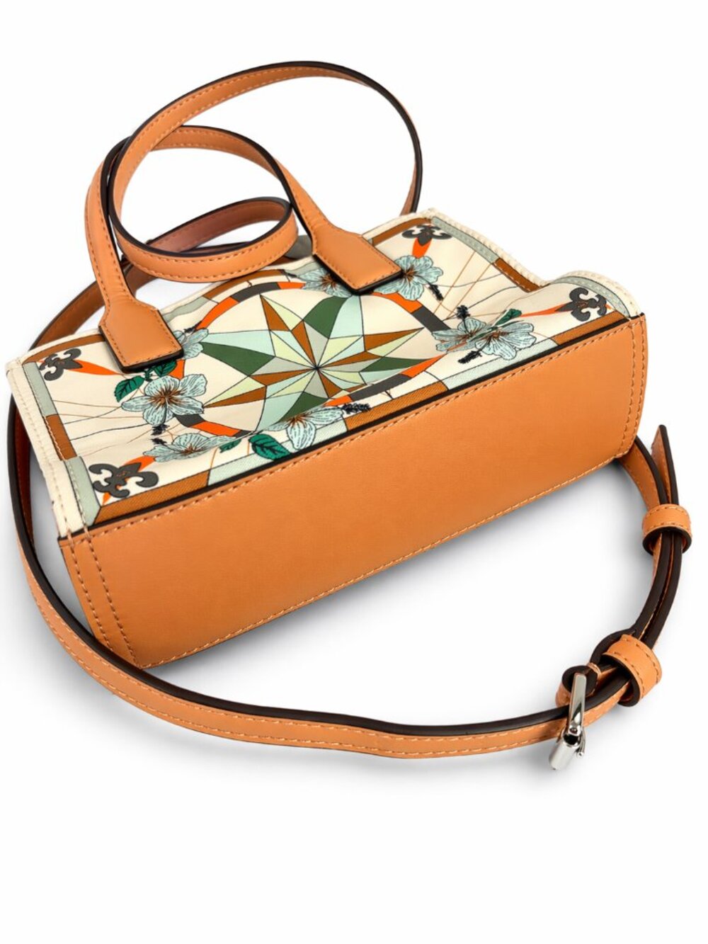 Tory Burch Ella Printed Nylon Mini Tote Bag Crossbody French Cream Floral - Picture 3 of 9